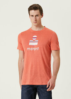 Оранжевая льняная футболка с логотипом Isabel Marant