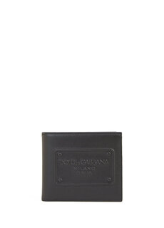 Мужской кожаный кошелек с черным логотипом Dolce&amp;Gabbana