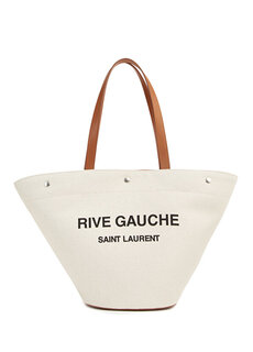 Бежевая женская кожаная сумка panier Saint Laurent