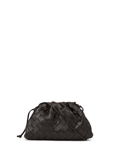 Черная вязаная женская кожаная сумка с текстурой Bottega Veneta