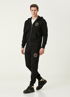 Черно-золотые спортивные штаны на шнуровке Versace Jeans Couture