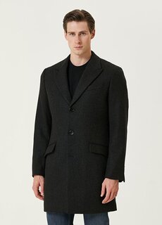 Черное шерстяное пальто manfred AllSaints