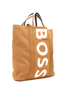 Бежевая женская сумка с логотипом Boss