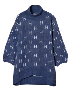 Женский длинный свитер темно-синего цвета Fam Hést, синий Hest