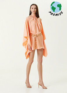 Мини-платье персикового цвета с поясом Taller Marmo