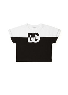 Черно-белая футболка для девочек с логотипом Dolce&amp;Gabbana