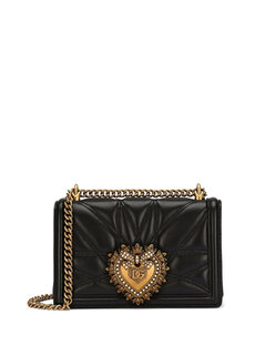 Женская кожаная сумка через плечо devotion среднего размера, черная Dolce&amp;Gabbana