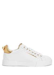 Белые женские кожаные кроссовки с логотипом Dolce&amp;Gabbana