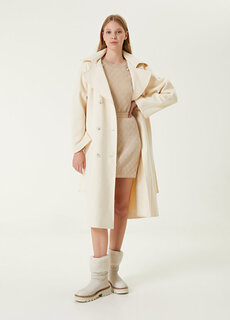 Off-white двубортное верхнее пальто с капюшоном и тиснением Beymen