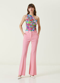 Розовые широкие шерстяные брюки Versace