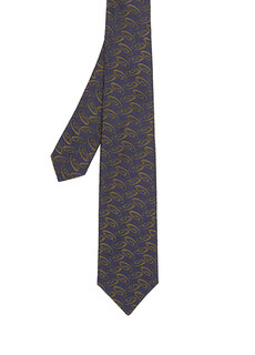 Темно-синий шелковый галстук с геометрическим узором Kiton