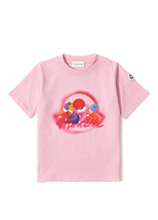 Футболка для девочек с розовым логотипом Moncler