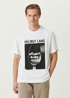 Белая футболка с фотопринтом и логотипом Helmut Lang