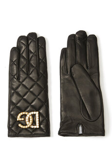 Черные стеганые женские кожаные перчатки Dolce&amp;Gabbana