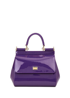 Маленькая женская кожаная сумка сицилийского фиолетового цвета Dolce&amp;Gabbana