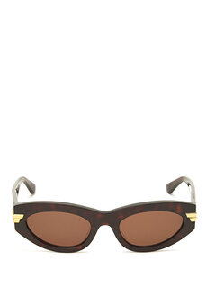 Коричневые женские солнцезащитные очки овальной формы Bottega Veneta