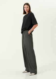 Шерстяные брюки с клетчатым узором антрацитового цвета Balenciaga