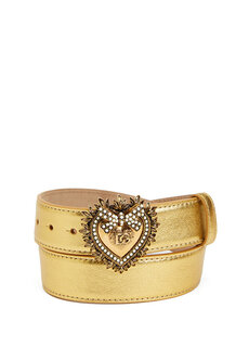 Женский кожаный ремень с золотой пряжкой с логотипом Dolce&amp;Gabbana