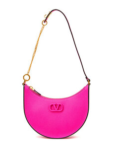 Женская кожаная сумка vlogo цвета фуксии с детализированным логотипом Valentino Garavani