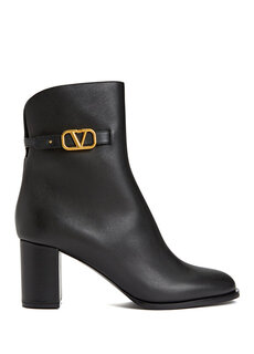 Женские кожаные ботинки с черным логотипом Valentino Garavani
