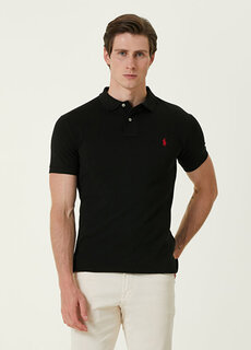 Черная футболка с воротником-поло и логотипом Polo Ralph Lauren
