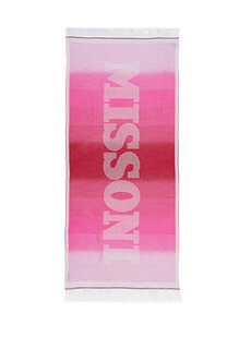 Розовый женский шерстяной жаккардовый шарф с градиентным логотипом Missoni