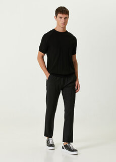 Черные шерстяные брюки с завязками на талии Academia
