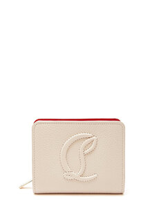 Женский кожаный кошелек с белым логотипом Christian Louboutin