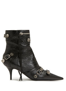 Черные женские кожаные ботинки Balenciaga