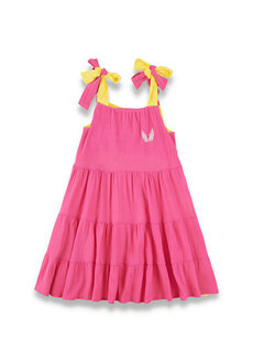 Двустороннее длинное платье желто-розового цвета с цветными блоками для девочек Lally Things