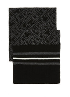 Черно-серый мужской шерстяной шарф monogram Tommy Hilfiger