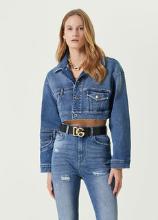 Синяя укороченная джинсовая куртка Dolce&amp;Gabbana