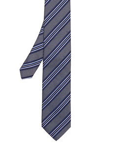Темно-синий шелковый галстук в полоску Beymen