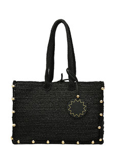 Черная женская сумка из рафии terra beads Mehry Mu