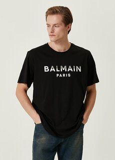 Черно-белая футболка с логотипом Balmain