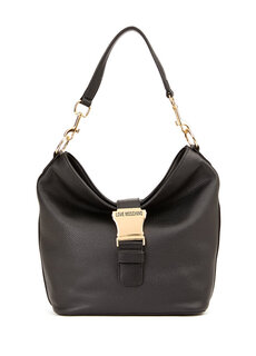 Женская кожаная сумка с черным логотипом Love Moschino