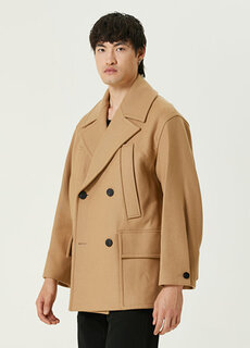 Светло-коричневое шерстяное пальто Wooyoungmi