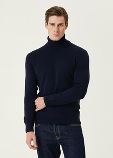 Kolton темно-синий свитер из шерсти мериноса с высоким воротником John Smedley