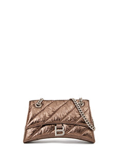Маленькая женская кожаная сумка через плечо crush бронзового цвета Balenciaga