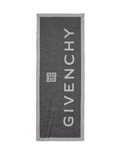 Женский шелковый шарф с черным логотипом Givenchy