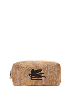 Бежевая мужская сумка для бритья с этническим рисунком Etro