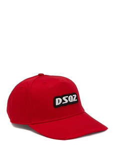 Красно-белая мужская шляпа с детальным логотипом Dsquared2