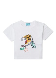 Белая футболка с логотипом для маленьких девочек Kenzo