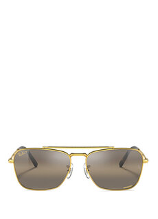 Золотисто-серые солнцезащитные очки унисекс квадратной формы Ray-Ban