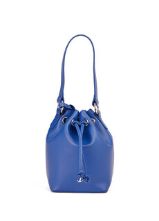 Мини-кобальтовая женская кожаная сумка на шнурке Beymen