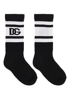 Черно-белые жаккардовые носки с логотипом для мальчиков Dolce&amp;Gabbana
