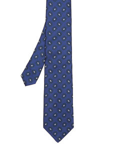 Темно-синий шелковый галстук с узором Beymen