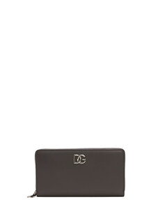 Мужской кожаный кошелек с серым логотипом Dolce&amp;Gabbana