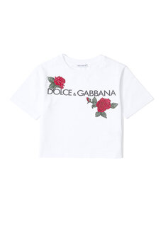 Футболка для девочек с белым логотипом Dolce&amp;Gabbana
