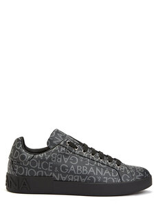 Мужские темно-серые жаккардовые кроссовки portofino с логотипом Dolce&amp;Gabbana